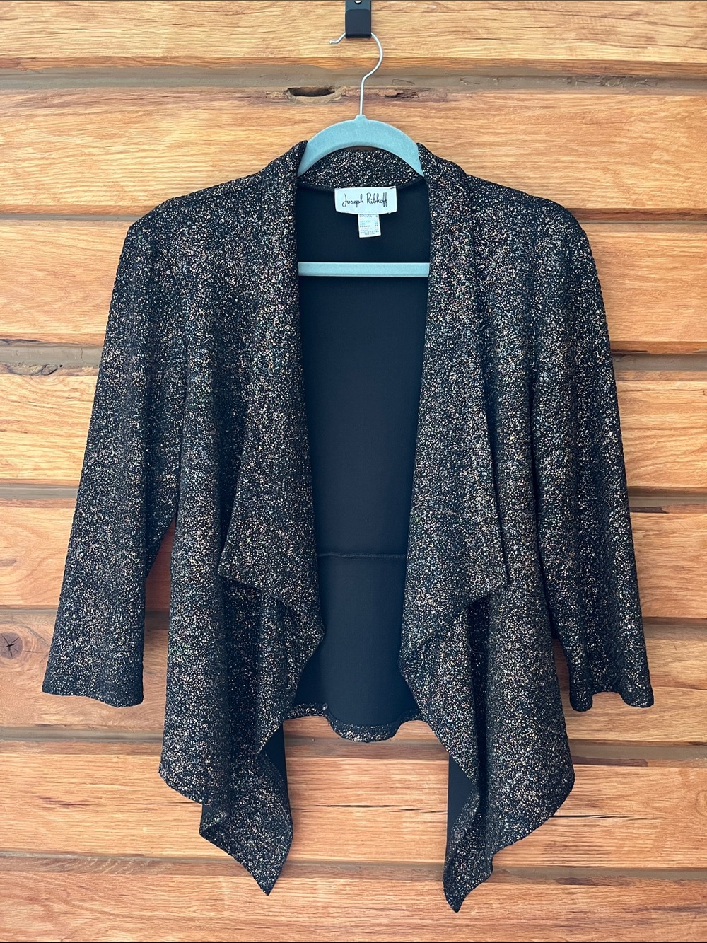 Joseph Ribkoff Black with Gold Shimmer Open-Front Cardigan